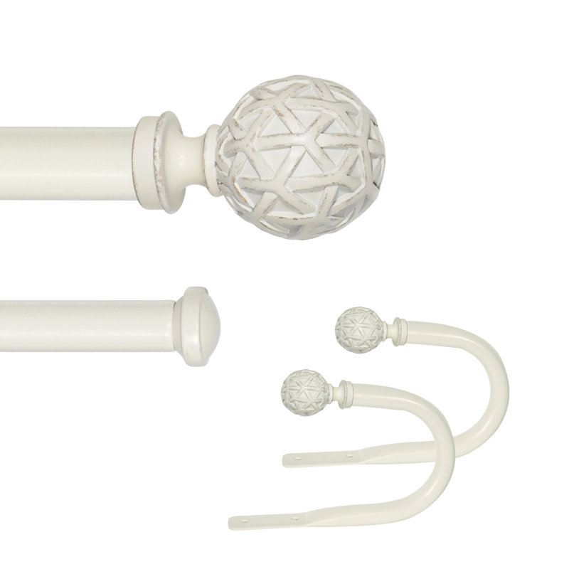 Tringle à rideaux double ajustable Devingo, 28” – 48”, Blanc patiné