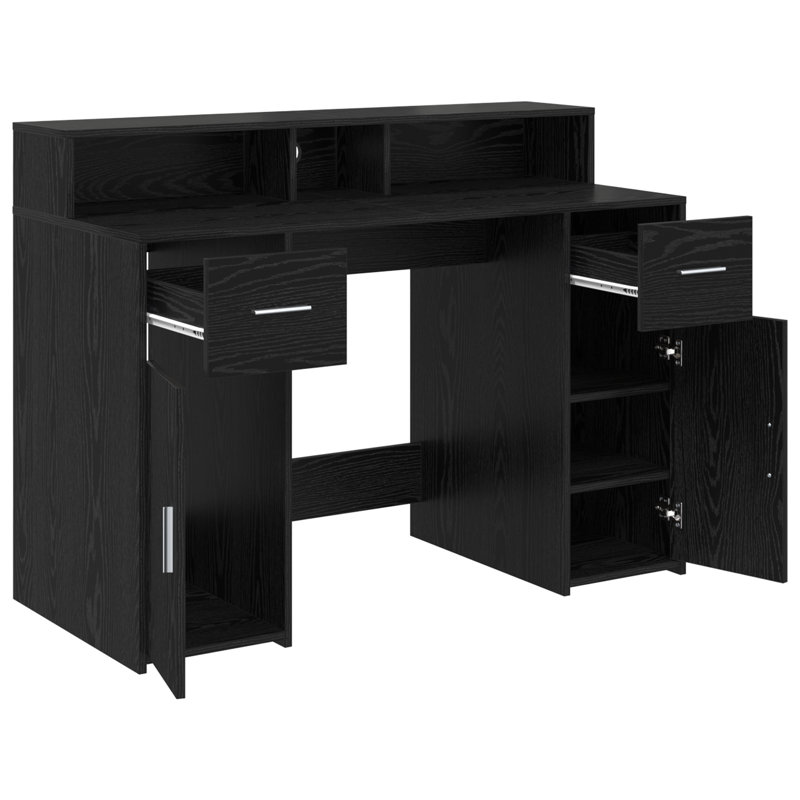 Desk Black Oak 55x91 Cm Engineered Wood, 91cm H x 120cm W x 55cm D
