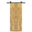 Porte de grange pliante en bois de pin teinté Japanese Series avec quincaillerie coulissante-108596341-108596334