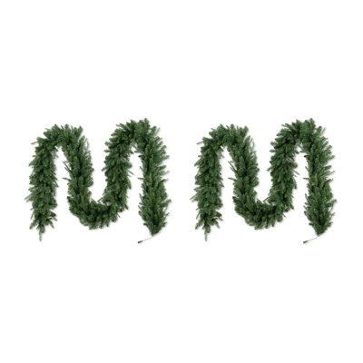 S/2 12Ft Pre-Lit Greenery Pine Garland – 300 White/Multi-Color Twinkling Lights, 10 Functions