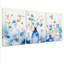 Tableau abstrait sur toile tendue, motif floral bleu et vase (paquet de 3)-118089463