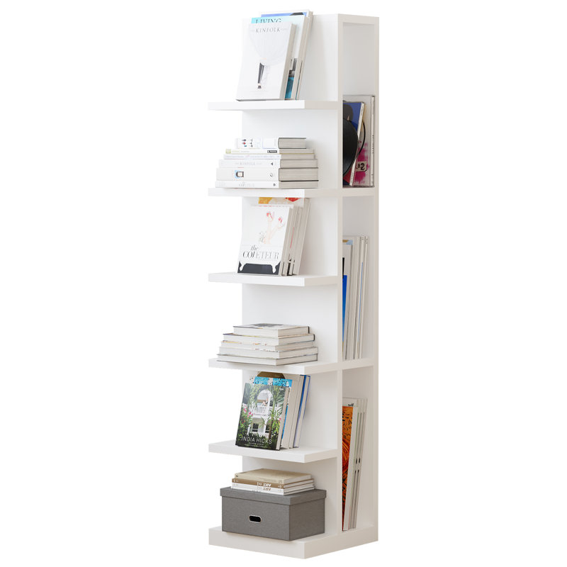 Bibliothèque à 6 niveaux en bois massif - bibliothèque verticale de 50 pi, bibliothèque ouverte moderne pour le bureau à domicile, bibliothèque robuste à dos fermé, organisateurs de porte-livres autoportants pour chambre d'enfant, chambre de bébé