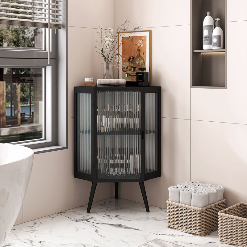 Armoire 22,25 po avec porte en verre trempé et tablettes de rangement