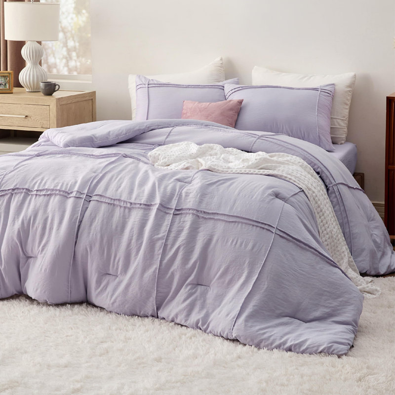 Bedsure Prewashed Pinch Pleat Bedding Sets, Lavender, Queen Comforter + 3 Additional Pieces