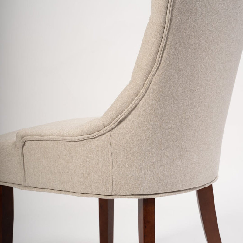Norval Upholstered Dining Chair, Cream, Dark Oak