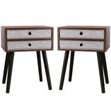 Nightstand, End Table with Fabric Storage Drawer Side Table for Bedroom