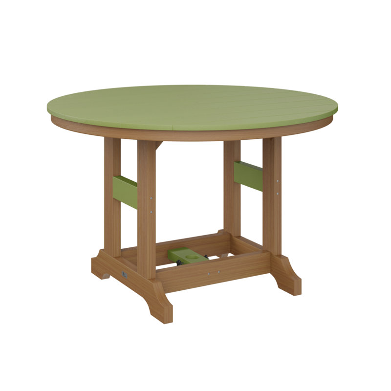 Garden Classic Outdoor Round Bar Table, Kiwi Green, Natural Teak