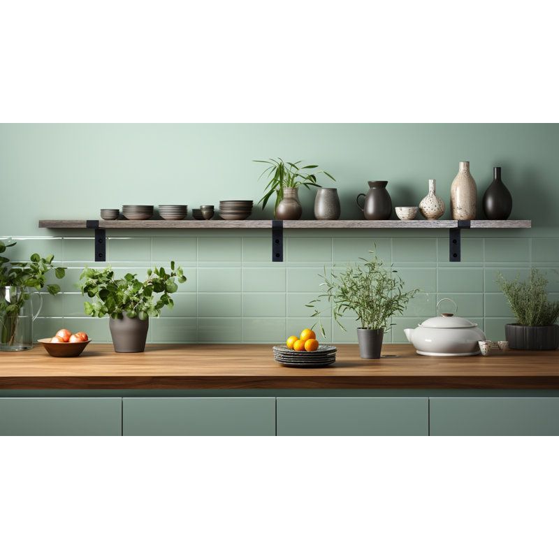Rayne Red Oak Bracket Shelf, 2" H x 60" W x 7" D, Carbon Gray