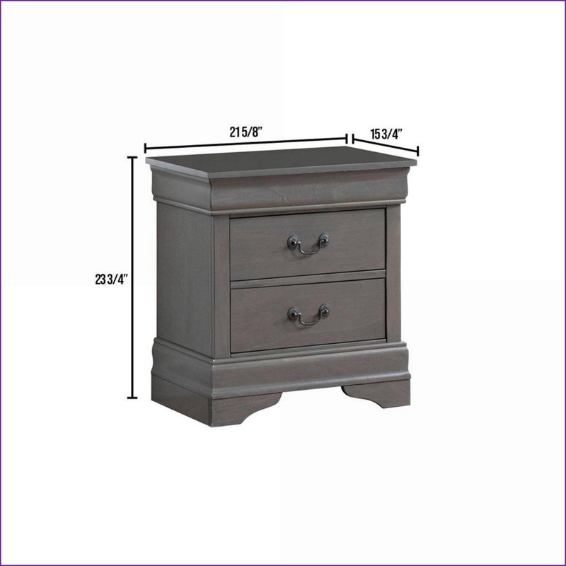 Gray Transitional Solid Wood Nightstand with Drawer Storage, Gray