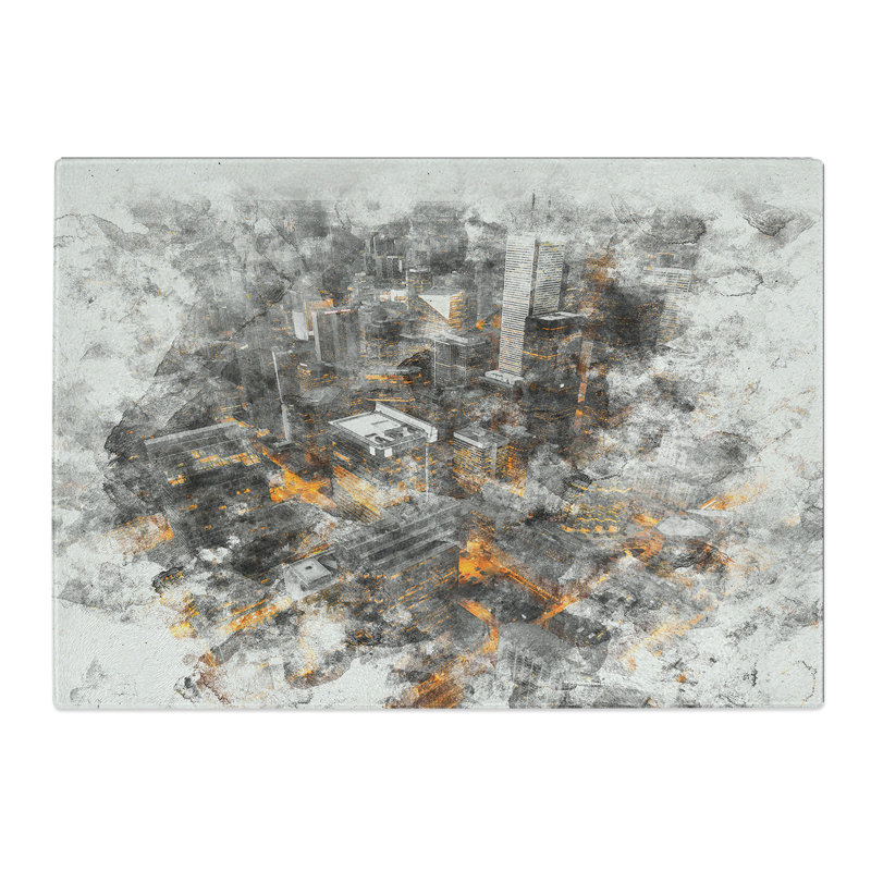 Tempered Glass Toronto Canada Skyline Abstract Watercolour Chopping Board, 28.5 cm x 39 cm