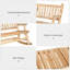 Chaise berçante en bois pour 2 personnes avec conception de bûches, causeuse robuste avec larges sièges courbés-118043724