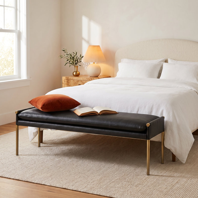 Madge Upholstered Bench, Black