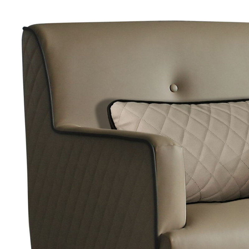 Chaise d'appoint avec coussin, cuir synthétique brun clair et finition gris anthracite