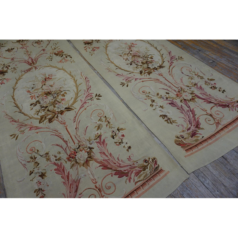 Antique French Floral, Medallion Flat Weave Rug