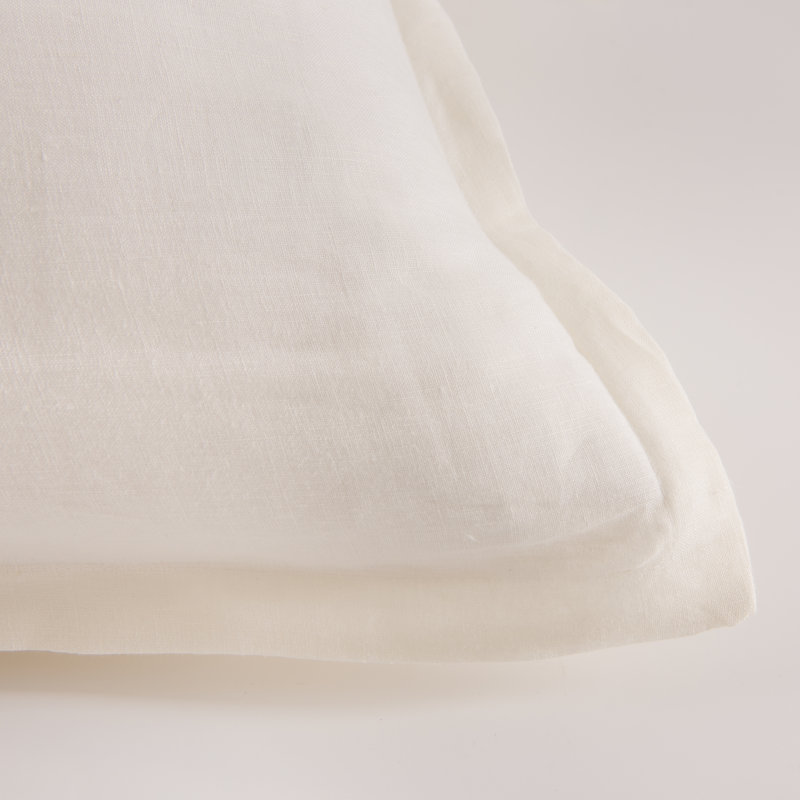  Stone Washed French Linen European Square Pillow Shams 26 x 26", Ivory