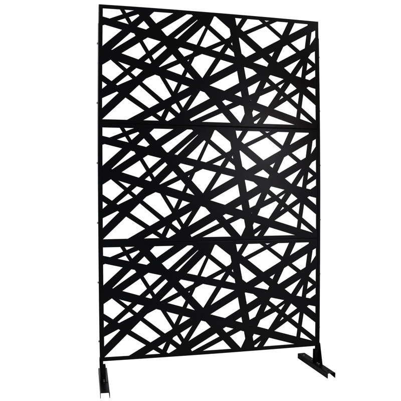 Écran d'intimité pour la piscine et l'intérieur - H 76 po Panneaux de clôture en métal noir pour patio 48 po 76, Noir
