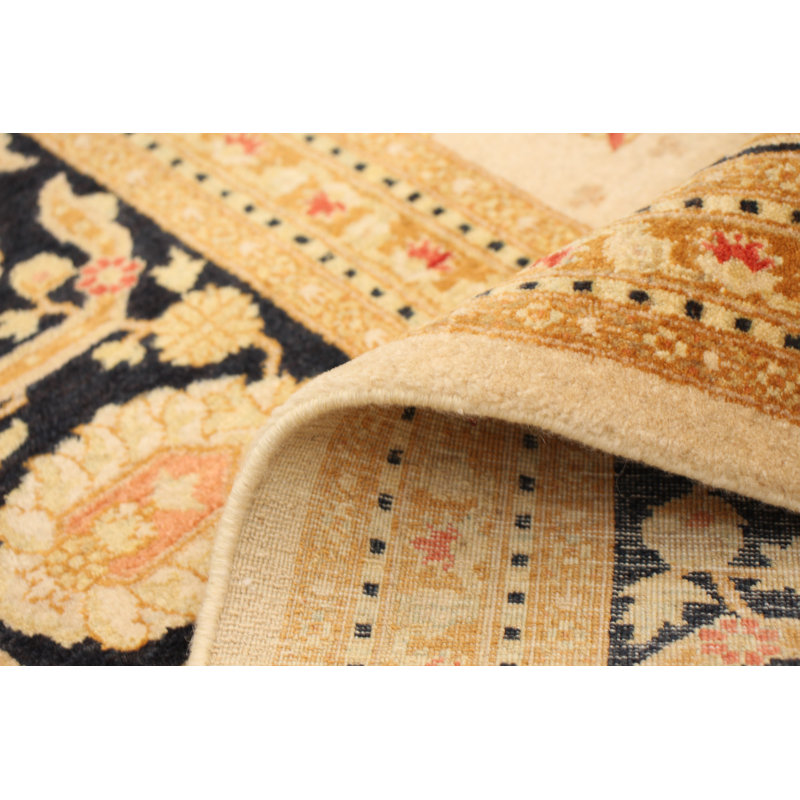Tapis décoratif en laine noué à la main de conception persane et unique noué à la main new age paki 18/20 jaune clair 8 pi x 9 pi 10 po