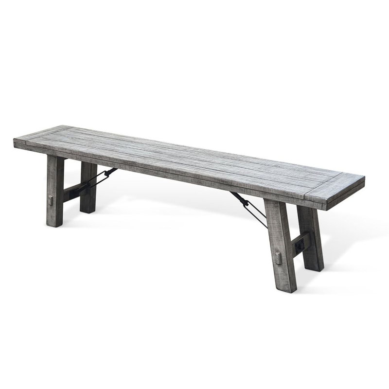 Banc en bois massif gris rustique Zeka