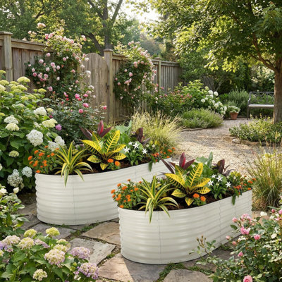 Ensemble de 2 lits de jardin surélevés galvanisés - boîte à fleurs de 8 x 4 x 2 pi pour légumes, fleurs, boîte de jardin résistante à la rouille, lits surélevés faciles à assembler, jardinières durables pour plantes d'extérieur