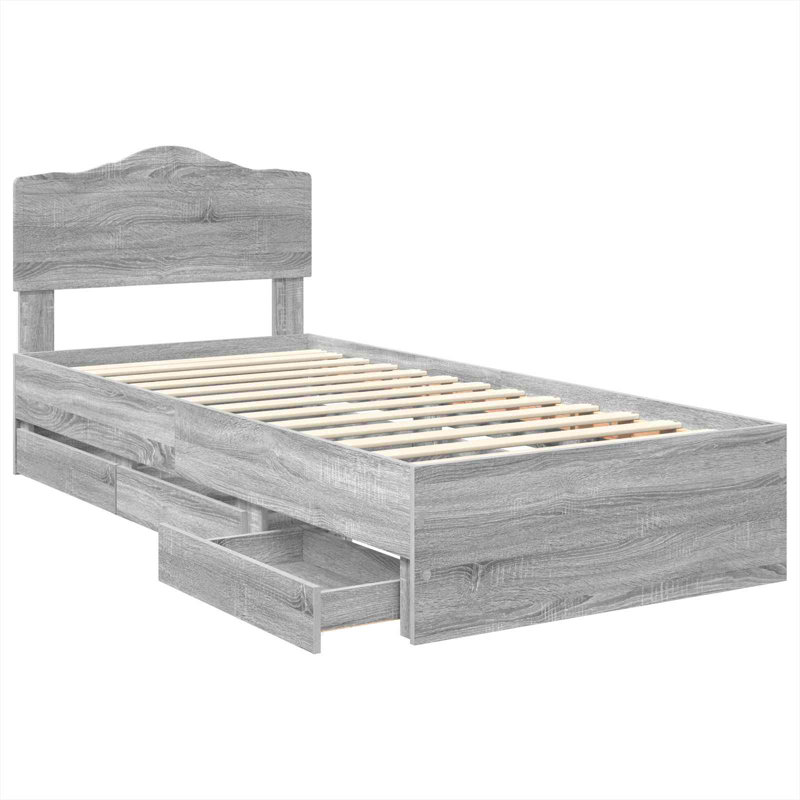 Bed Frame, Single (3'), Grey Sonoma
