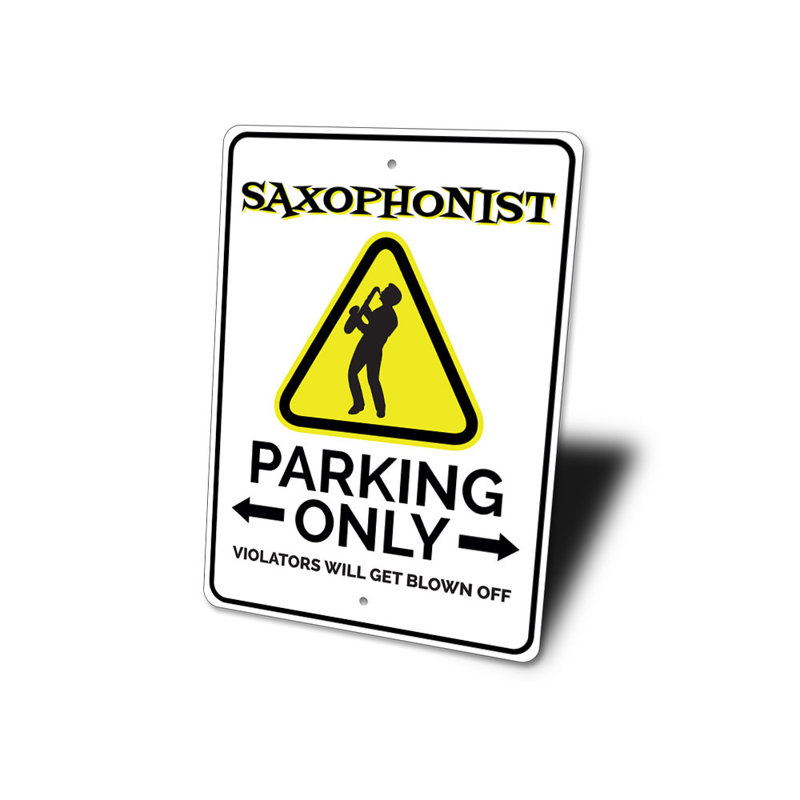 Enseigne saxophoniste en aluminium, H 14 po x l 10 po x P 0,04 po