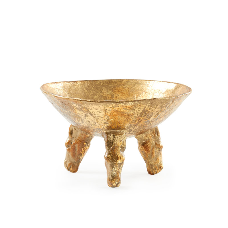 Akai Metal Decorative Bowl, 5'' H x 8'' W x 8'' D, Gold Leaf