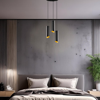 Adjustable Height 3-Lights Metal Body Cluster Pendant