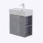 Meuble-lavabo mural de 21,6 pouces avec lavabo en céramique, porte à fermeture en douceur et tablette de rangement flottante pour les salles de bain modernes.-811074421
