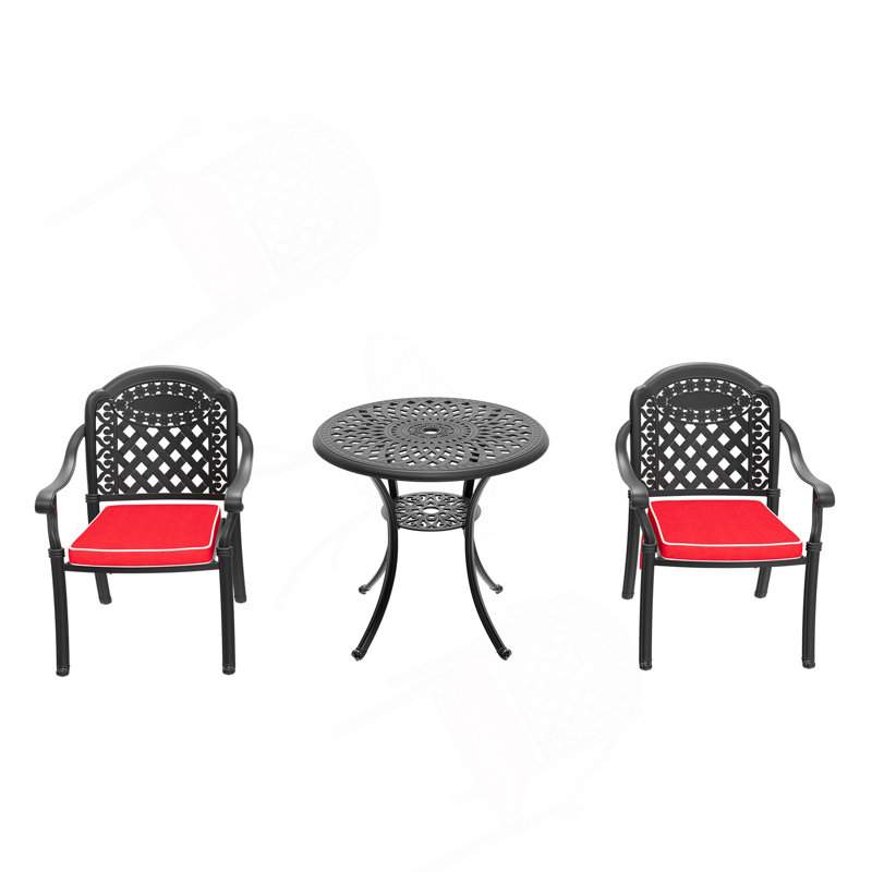 Ensemble 3 pièces de meubles de patio en aluminium coulé avec coussins