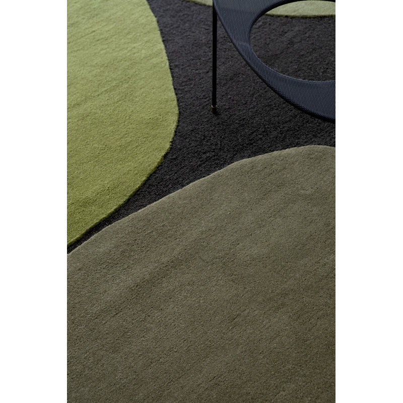 Large Green and Brown Wool Handmade Rectangular Area Rug