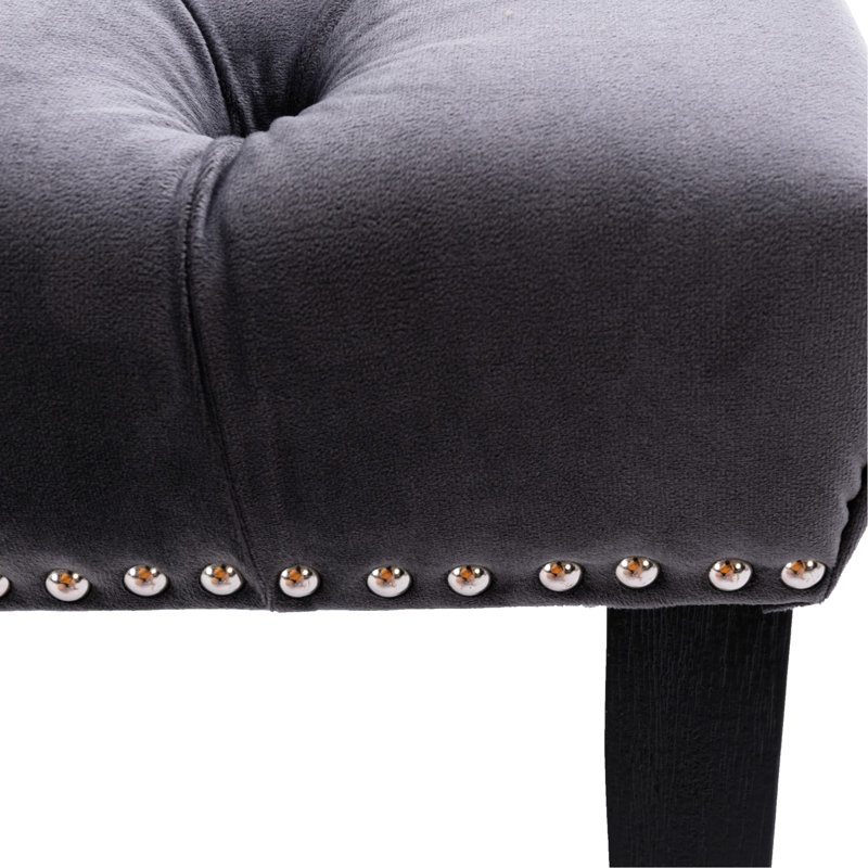 Dark Gray Velvet Upholstered Bench, With Plastic On Legs, 330 Lbs Capacity, For Entryway, Bedroom, Dining Room, Dark Gray