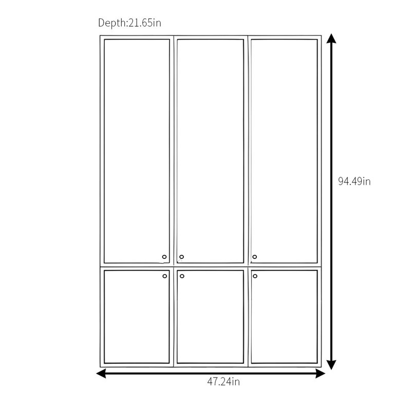 Garde-robe élégante et simple, H 94,49 po x l 47,24 po x P 21,65 po