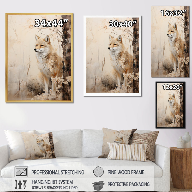 Minimal Wolf in Forest - reproduction sur toile, Cadre photo noir simple, H 40 po x l 30 po x P 1,5 po