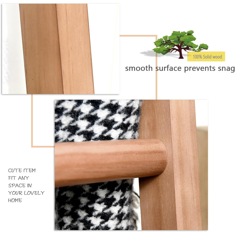 Handcrafted Solid Wood Farmhouse Blanket Ladder with Bottom Storage Shelf