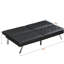 Élégant canapé-lit futon en PVC noir avec structure en bois et pieds en acier inoxydable pour les espaces modernes et traditionnels