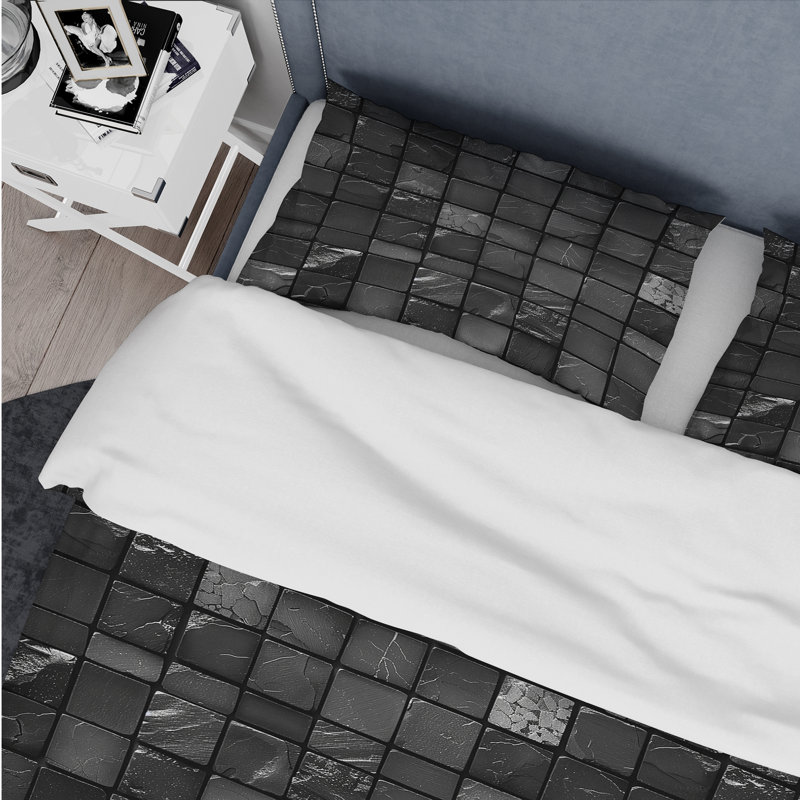 Ensemble de housse de couette Modern Grey Mosaic Tiles III - Modern, Housse de couette très grand et 2 très grandes t