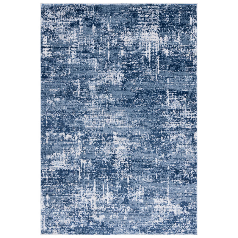 Tapis abstrait Grandview 700 Performance, Rectangle de 10 pi x 14 pi, Dark Blue/Ivory