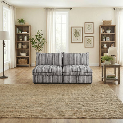 Canapé modulaire sans accoudoirs, canapé convertible avec rangement, dossier amovible, fonction repose-pieds
