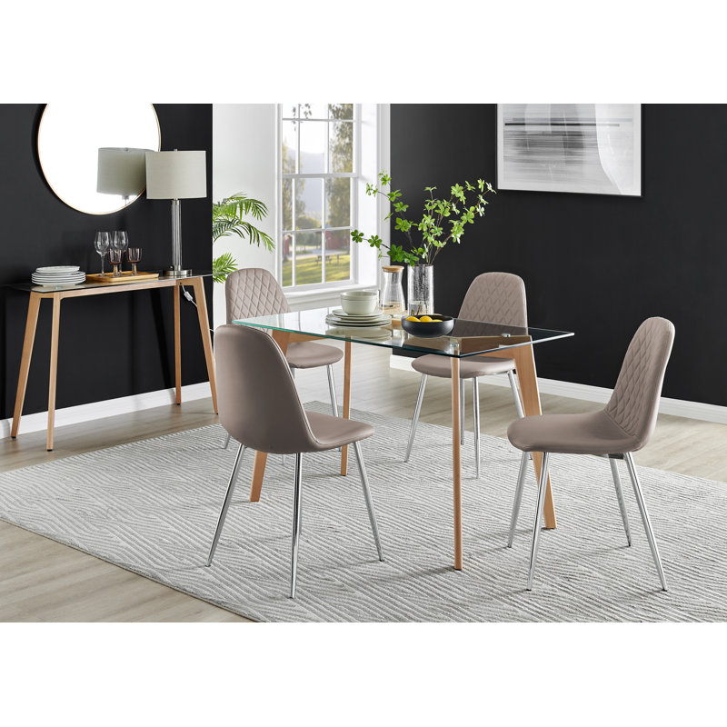4 - Person Dining Set, Black, Grey/Black
