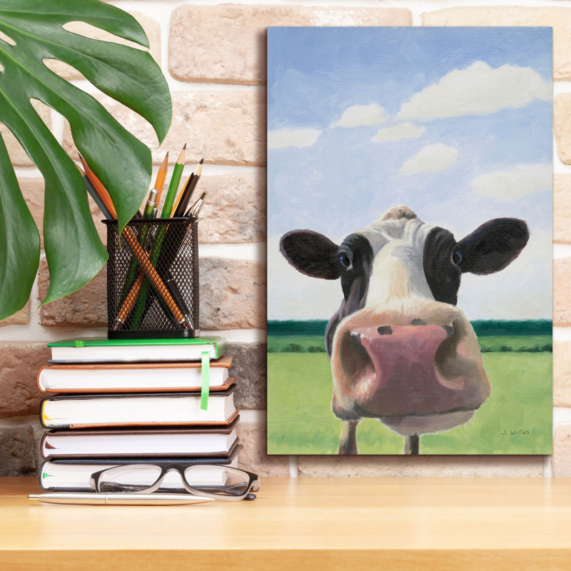 «Funny Cow» par James Wiens, art mural sur toile, H 18 po x l 12 po