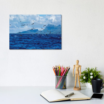 Flock of Seagulls Flying over the Pacific Ocean, Bora Bora, Society Islands, French Polynesia 1 Piece Wrapped Canvas Wall Art