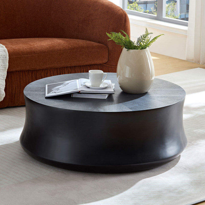 Table basse ronde centrale, table de salon, table de canapé, table basse tambour artisanal moderne, table de cocktail