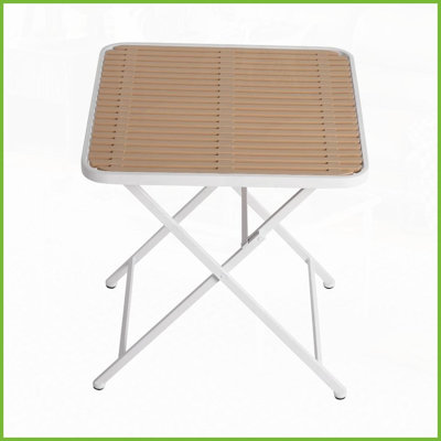 Folding Square Coffee Table, Polypropylene Top &amp; Metal Legs – All-Weather, Easy-Clean for Indoor/Outdoor Use