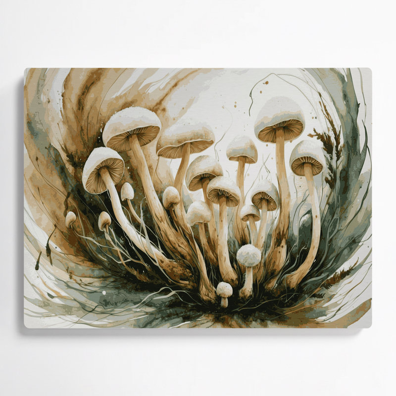 Art mural en métal légumes hêtre champignon beige, H 11 po x l 14 po