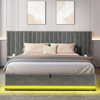 Ottoman Bed With Led Grey