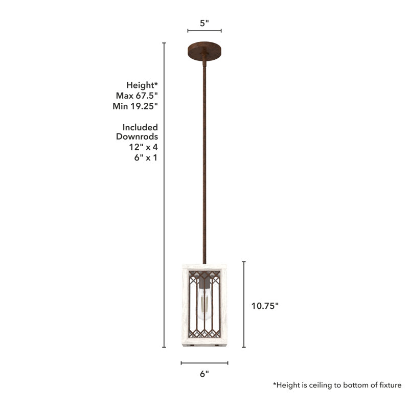 Mini-luminaire suspendu simple à 1 lumière Chevron, Rouille texturée