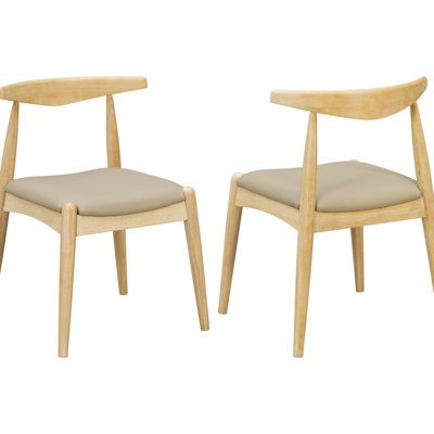 Ensemble de 2 chaises de salle à manger ergonomiques, coussin en similicuir de haute qualité, pieds évasés de style rétro, structure en bois d'hévéa massif, supportant jusqu'à 113 kg (250 lbs), dossier en cuir, pieds vintage, bois d'hévéa.