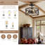 Luminaire suspendu Farmhouse avec finition grain de bois, plafonnier à 3 lumières à intensité variable pour la cuisine, la salle à manger, la chambre à coucher et le vestibule-281769119-281769118