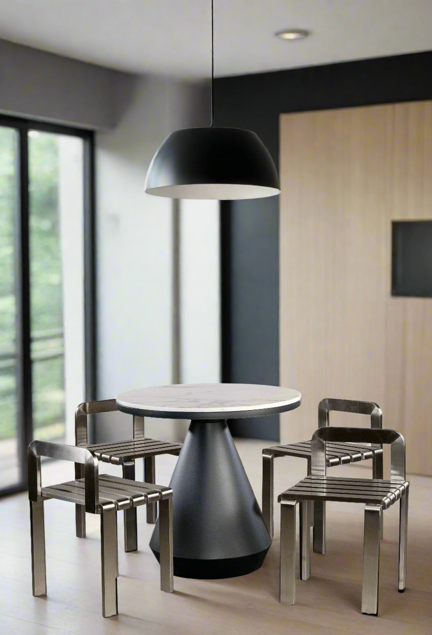 Orren Ellis Tara 5-Piece Modern Dining Set with Stainless Steel