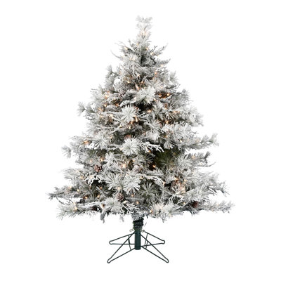 Vickerman 9'' X 74" Flocked Cheshire Instant Connect Artificial Christmas Tree, Clear Dura-Lit Mini Lights